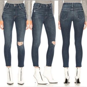 NWT - MOTHER High Waisted Looker Ankle Fray in Close to the Edge - Size 28